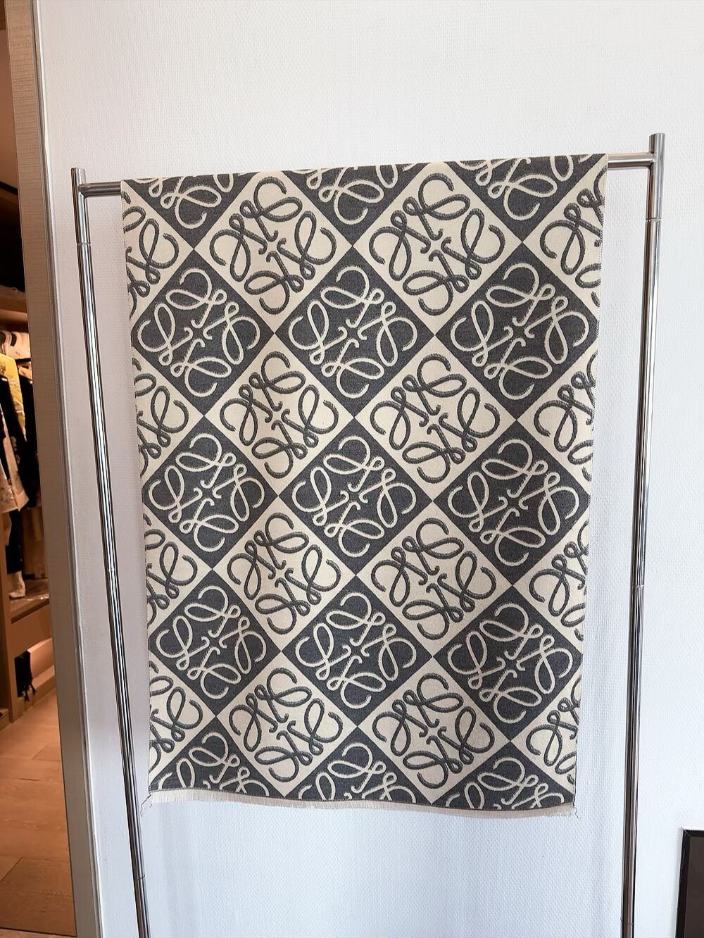Loewe Taupe Graphic Motif Scarf