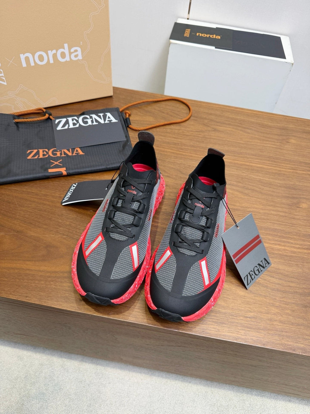 Zegna Black Contrast Lace-Up Athletic Shoes