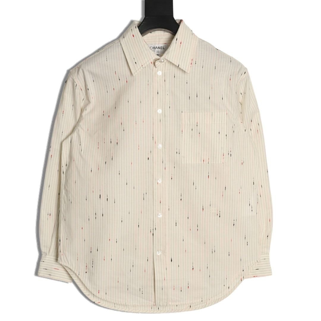 Chanel Stripe and Motif Long-Sleeve Shirt - Cream